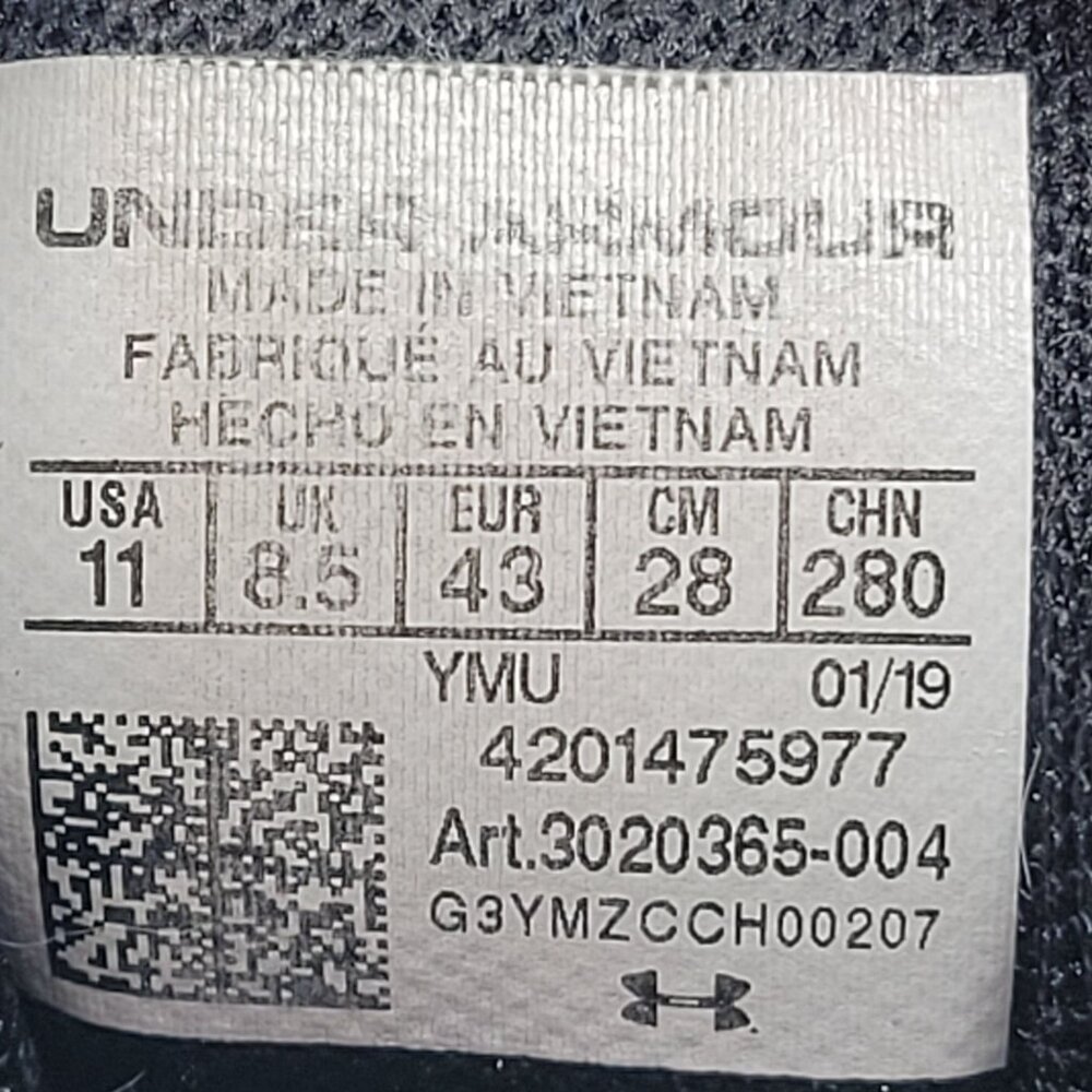 Under Armour Charged Escape 2 Women's Black Sneakers 3020365-004 US Size 11 - Picture 8 of 8